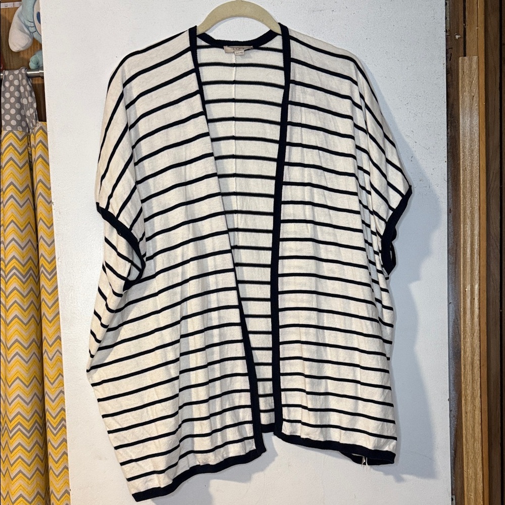 LOFT Striped Open-Front Cocoon Cardigan | XS/S